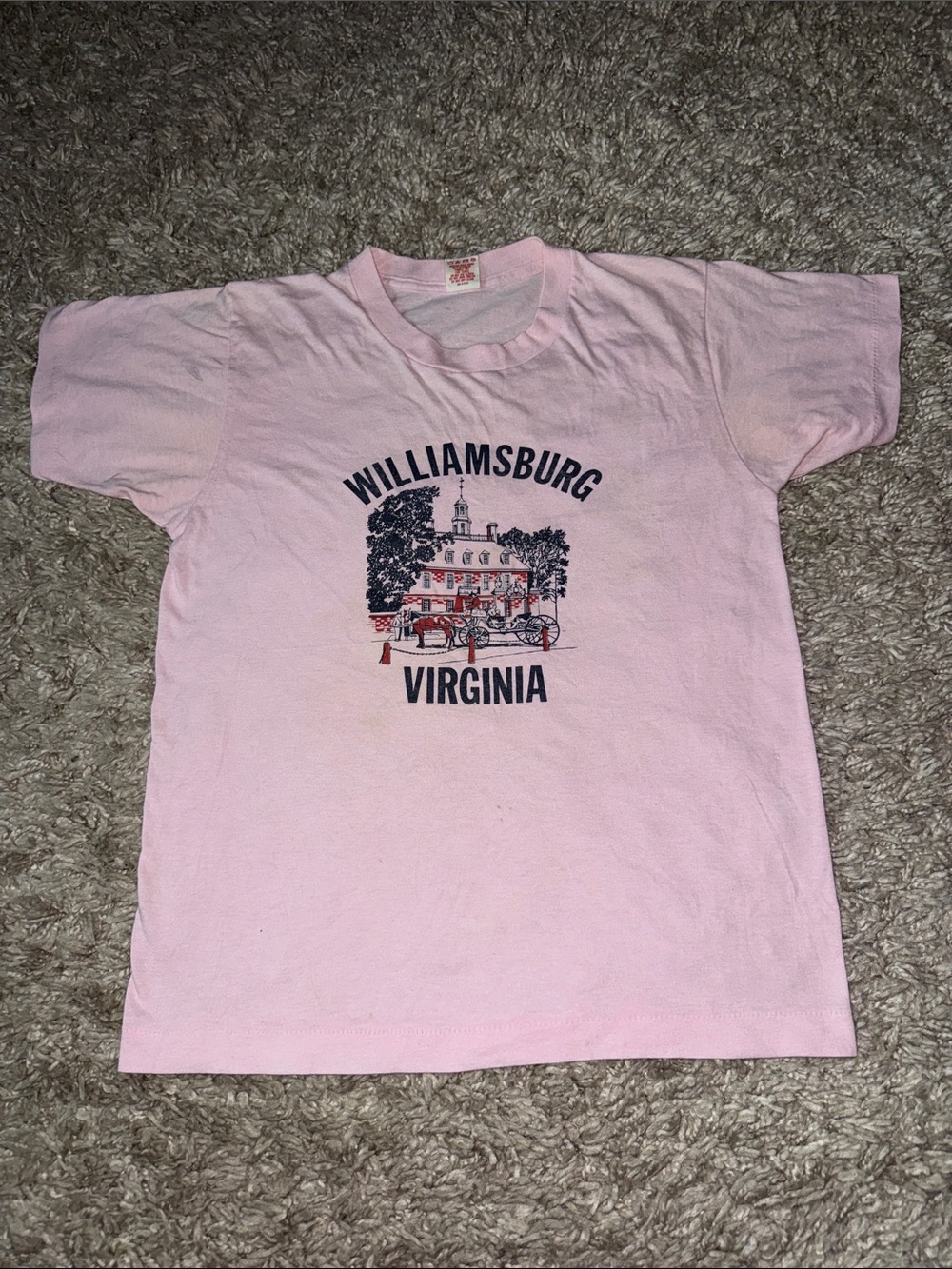 Vintage 80s/90s Collegiate Pacific Pink Williamsburg Virginia Graphic Tee - M
